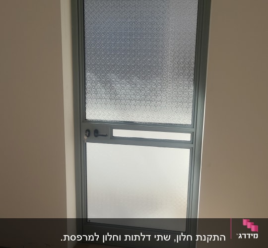 דלת עם מסגרת אלומיניום וזכוכית מחוספסת